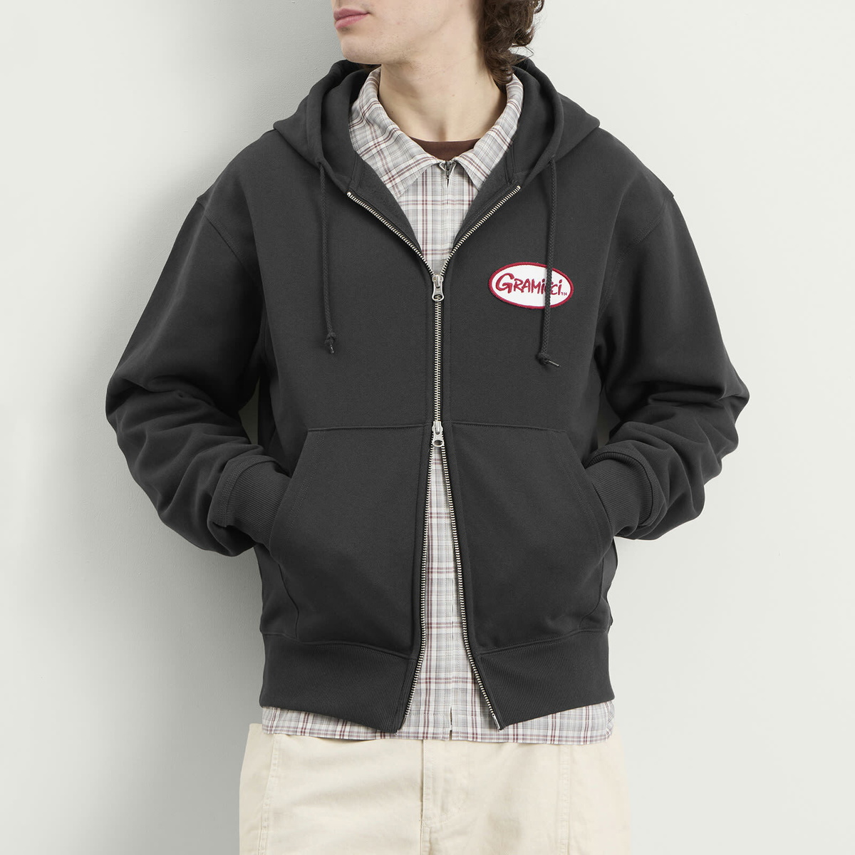 Gramicci Men's Oval Patch Zip Hoodie in Vintage Black