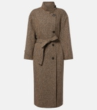 Brunello Cucinelli Belted herringbone wool-blend coat