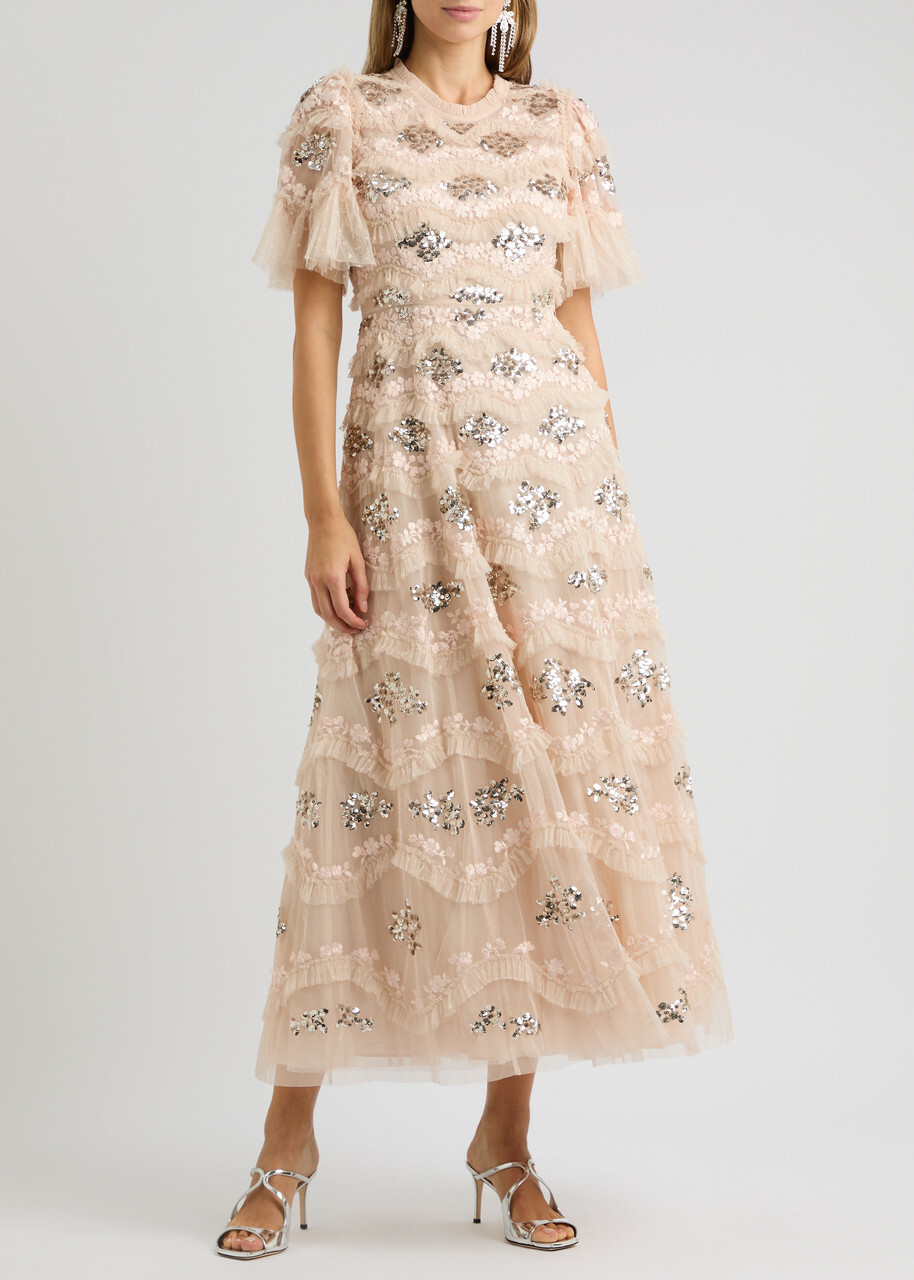 needle and thread beige dress Needle & Thread Wesley Gown BHLDN  Nearly Newlywed
