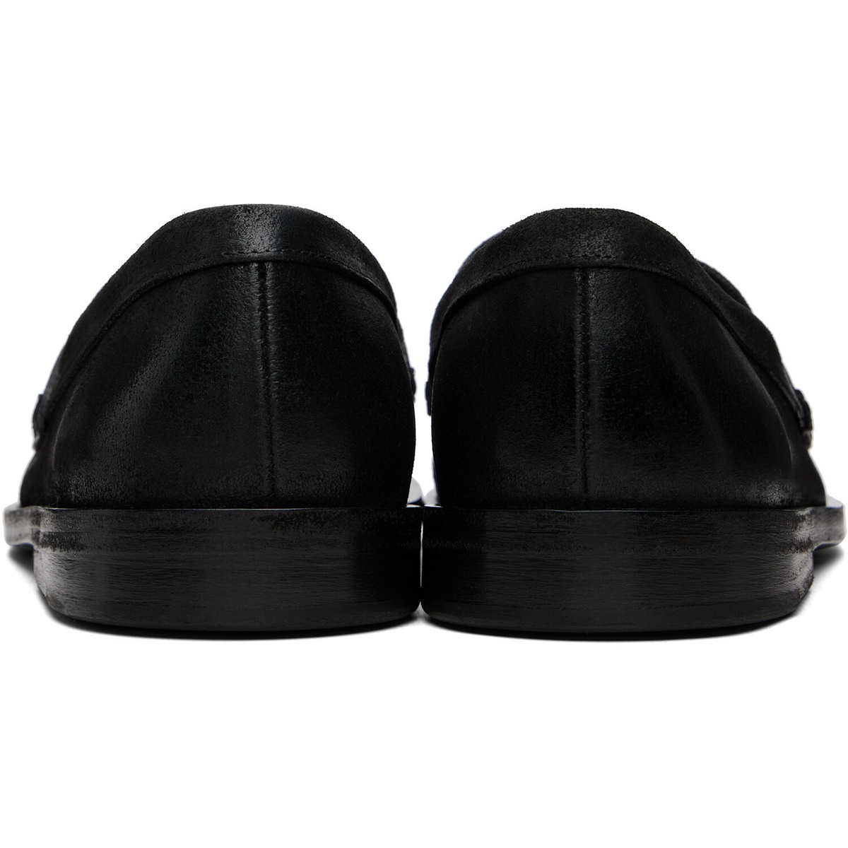 Marsèll Black Mocasso Waxed Reversed Leather Loafers