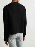 McQueen - Cropped Ribbed Logo-Jacquard Cotton Sweater - Black