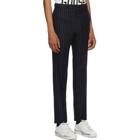 Golden Goose Navy and White Wide Stripes Trousers