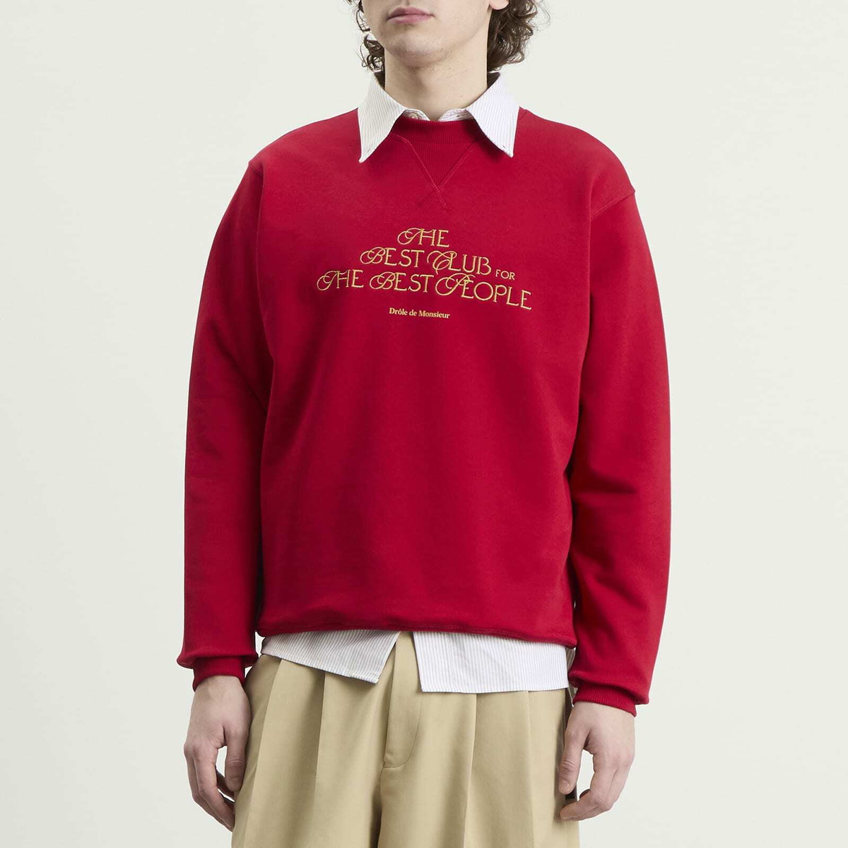 Drôle de Monsieur Men's Drole De Monsieur The Best Club Script Logo Sweatshirt in Red