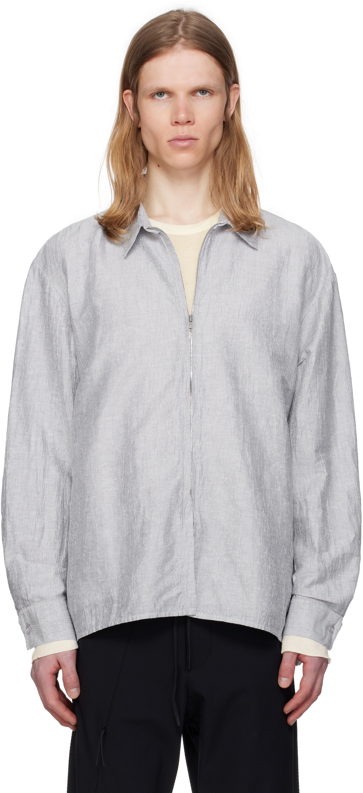 POST ARCHIVE FACTION (PAF) White & Navy 8.0 Right Shirt Post