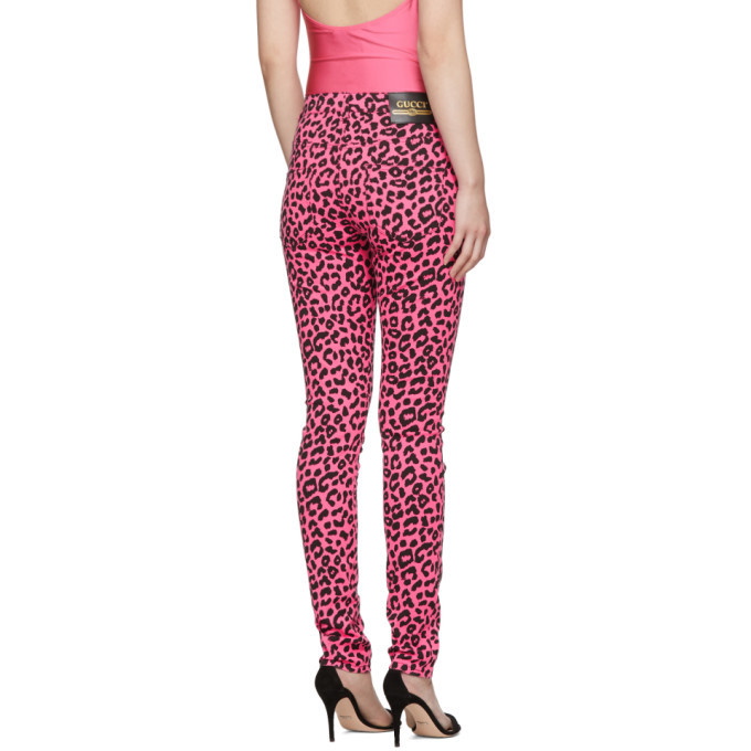 Pink leopard clearance print jeans