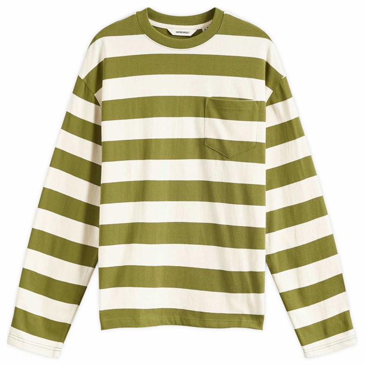 Photo: Uniform Bridge Men's Naval Stripe Longsleeve T-Shirt in Olive