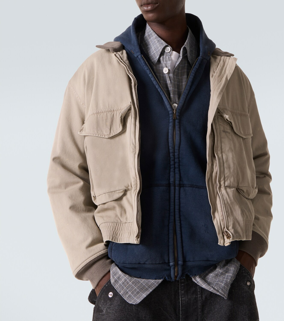 A.Presse Vintage cotton zip-up hoodie
