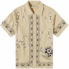 Bode Men's Embroidered Dandelion Short Sleeve Shirt in Sand