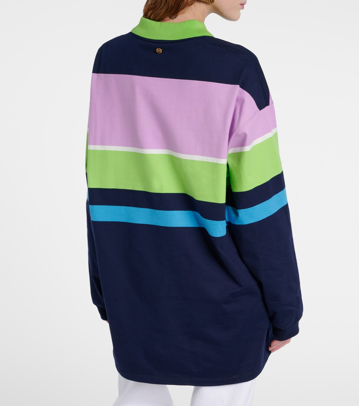 Versace Striped cotton jersey polo sweater