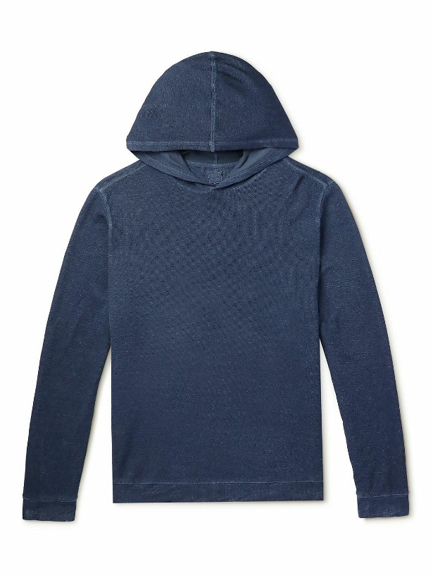Photo: 120% - Stretch-Linen and Cotton-Blend Hoodie - Blue