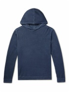 120% - Stretch-Linen and Cotton-Blend Hoodie - Blue