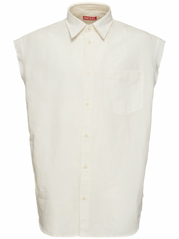 Photo: DIESEL S-simens Sleeveless Cotton & Linen Shirt