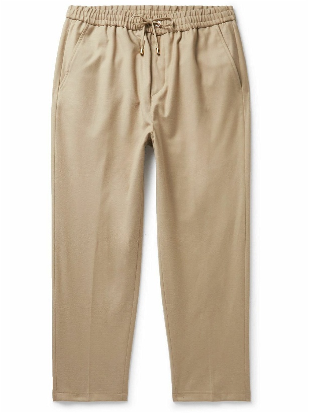 Photo: Etro - Tapered Wool-Blend Twill Drawstring Trousers - Neutrals