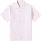 Universal Works Men's Seersucker Camp Shirt in Pink