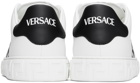 Versace White & Black Embroidered Greca Sneakers