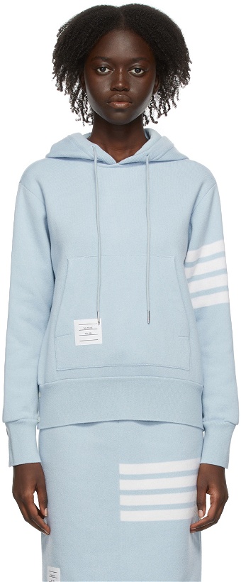 Photo: Thom Browne Blue Double Face Cashmere 4-Bar Hoodie