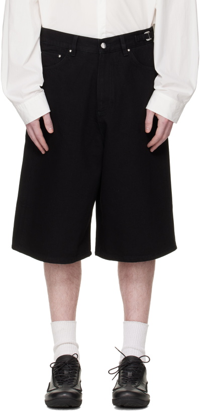 Photo: HELIOT EMIL Black Fence Denim Shorts