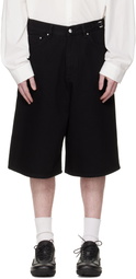 HELIOT EMIL Black Fence Denim Shorts