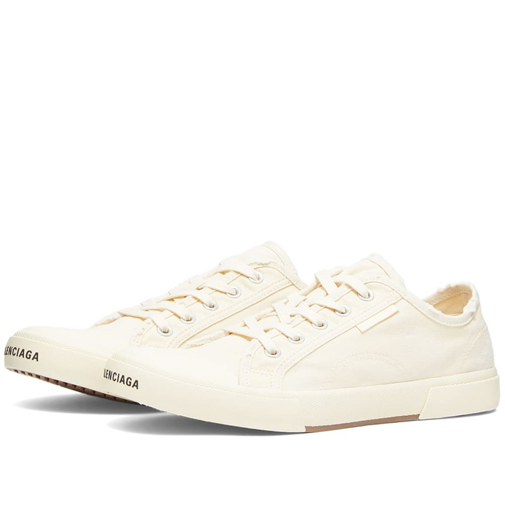 Photo: Balenciaga Men's Paris Low Canvas Sneakers in White/White