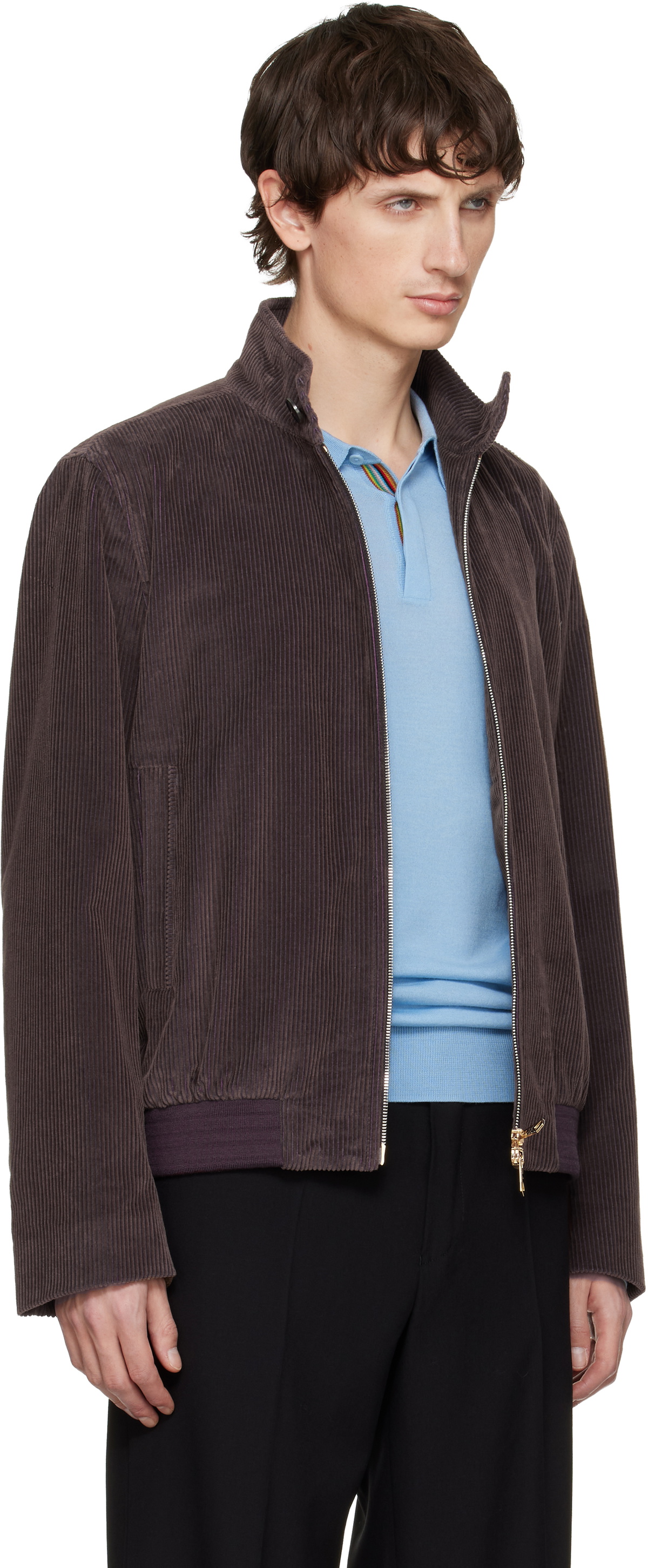 Paul Smith Brown Two-Tone Cotton Cord Bomber Jacket