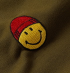 AMI - The Smiley Company Slim-Fit Logo-Appliquéd Loopback Cotton-Jersey Hoodie - Green