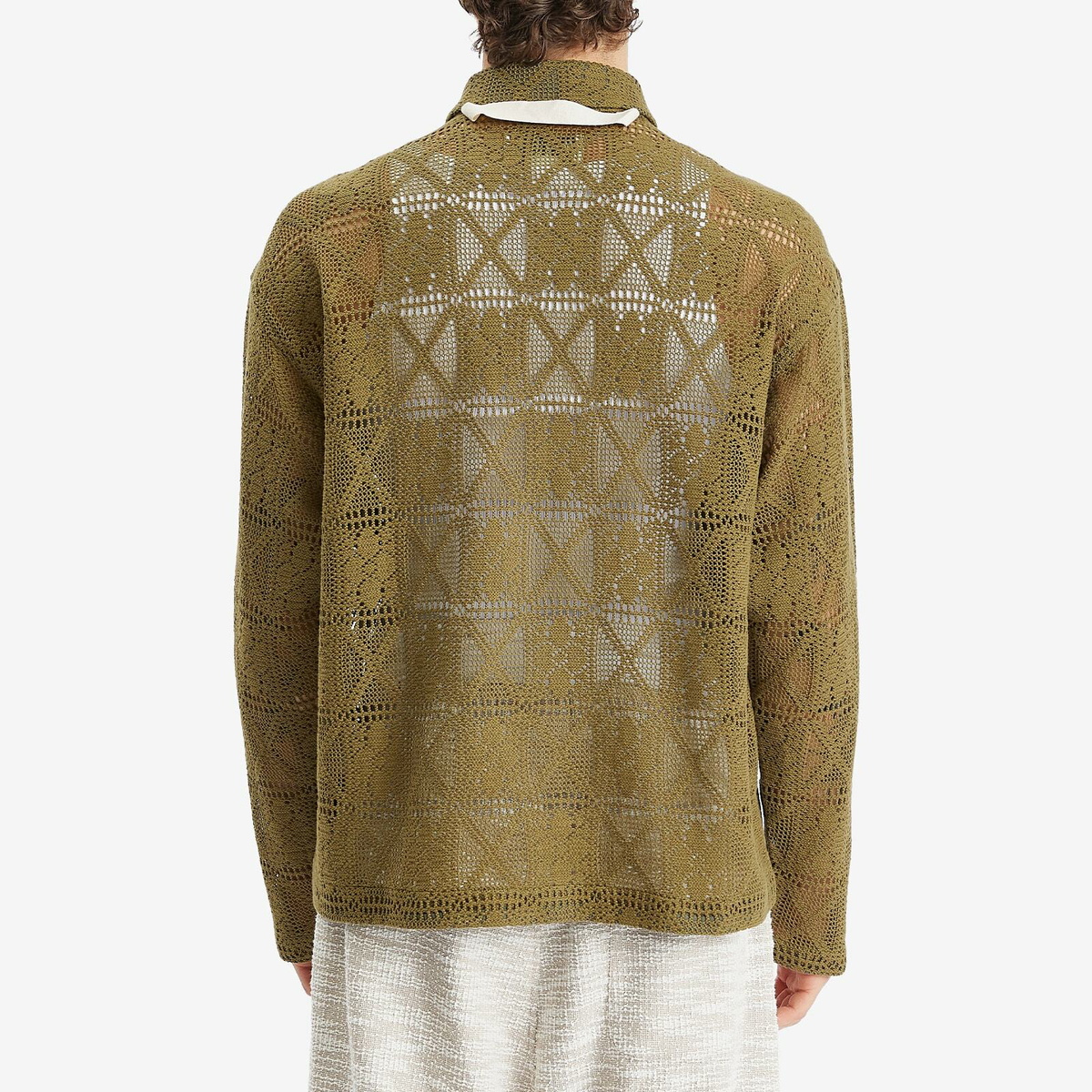 Merely Made Men's Knit Flower Overshirt in Khaki