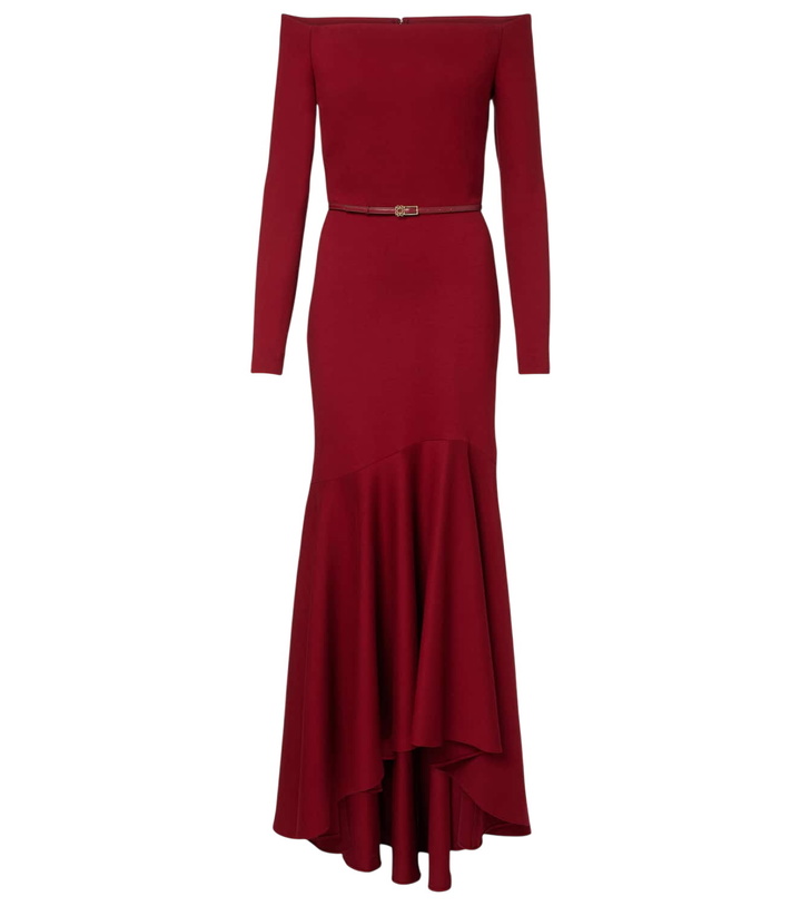 Photo: Elie Saab Belted off-shoulder jersey gown