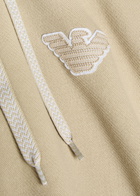 Emporio Armani Hooded Zip-through Piqué Cotton-blend Sweatshirt Beige