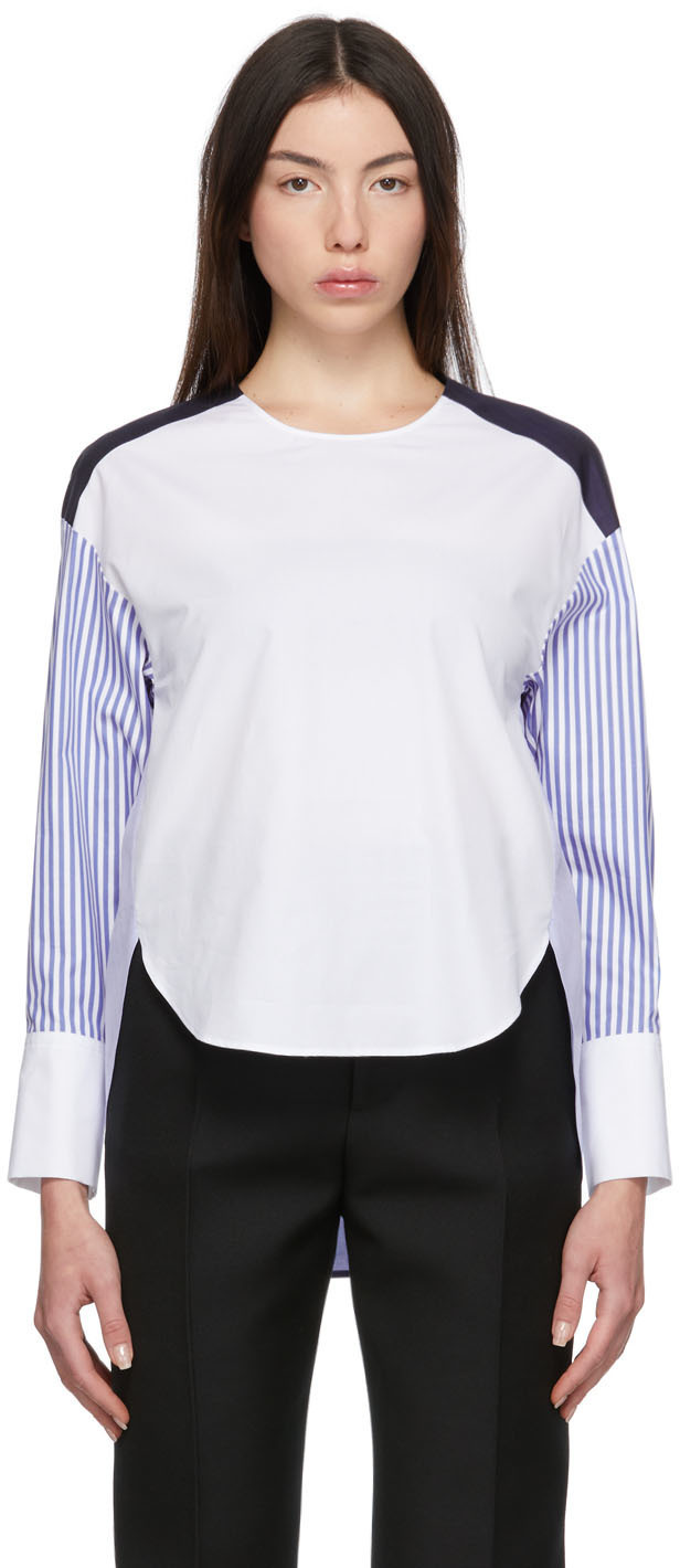 Partow Blue & White Ellis Top