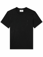 AMI PARIS - ADC Logo-Embroidered Cotton-Jersey T-Shirt - Black