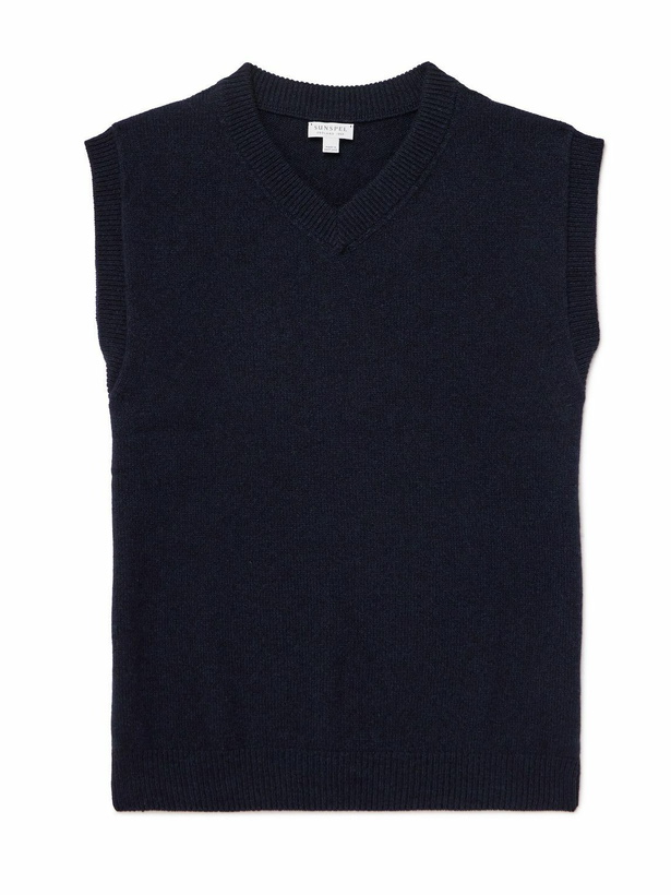 Photo: Sunspel - Wool Sweater Vest - Blue