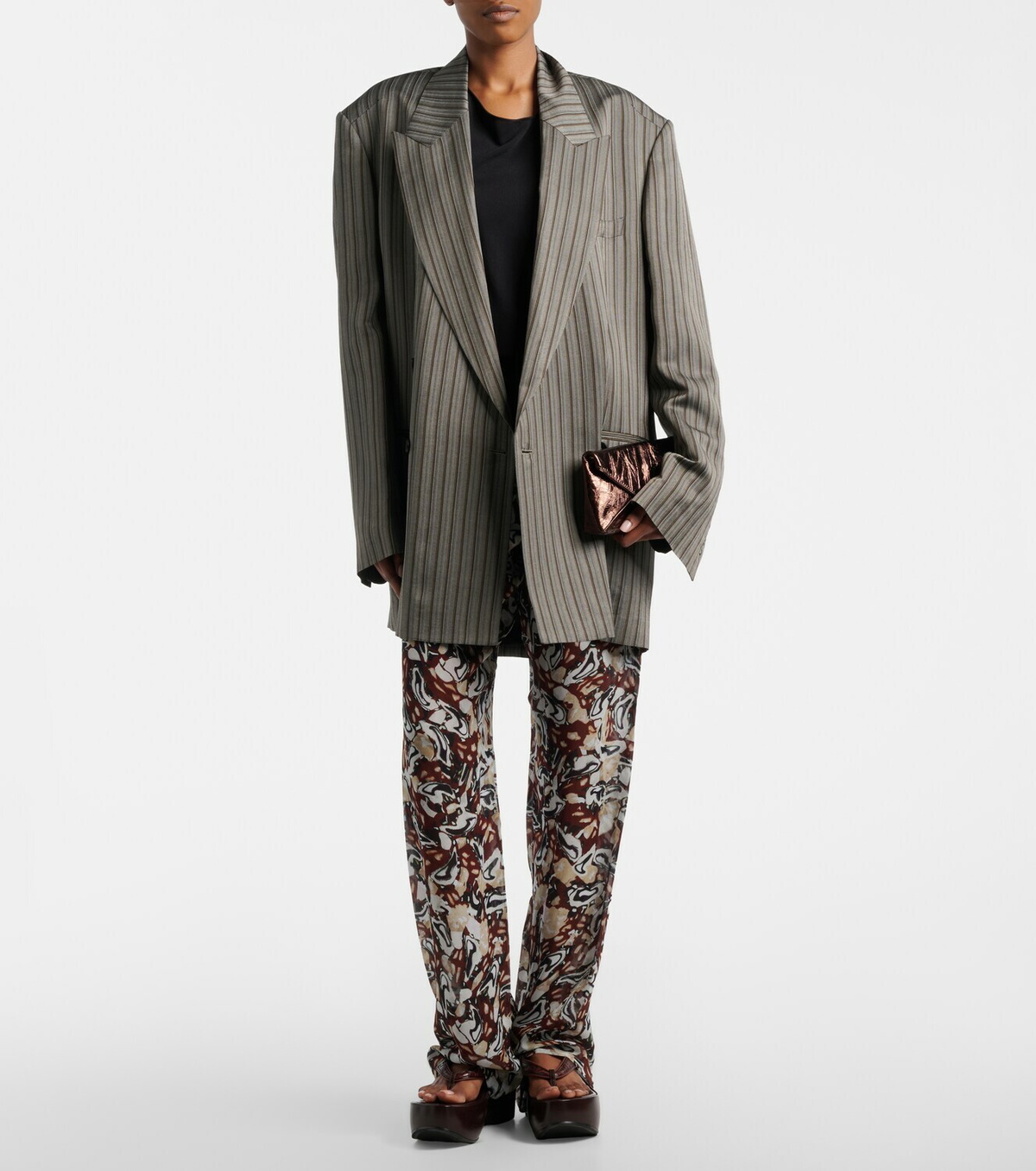 Dries Van Noten Envelope Small metallic leather clutch