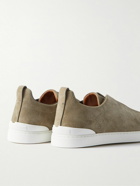 Zegna - Triple Stitch Suede Slip-On Sneakers - Brown