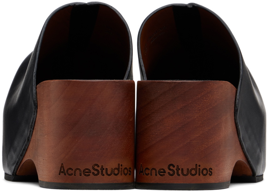 Acne Studios Black Leather Wood Clogs Acne Studios