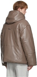 Nanushka Beige Vegan Leather Hide Puffer Jacket