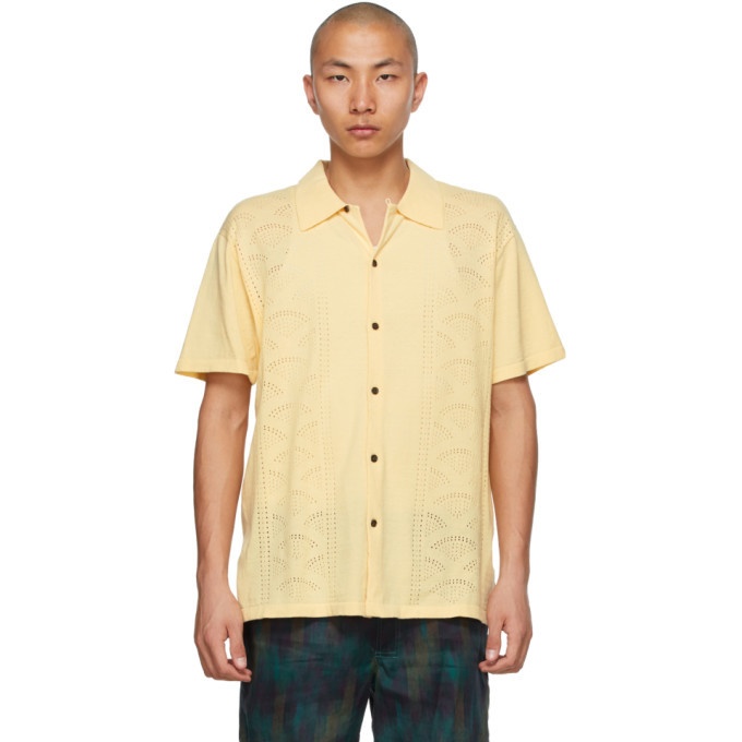 Photo: Double Rainbouu Yellow Knit Retro Rainbouu Short Sleeve Shirt