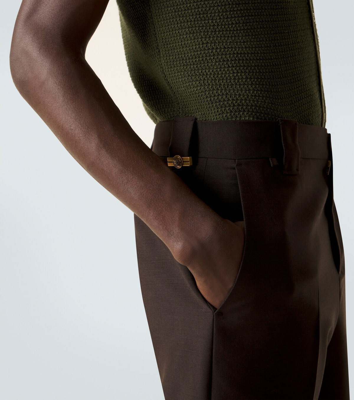 Versace Cropped wool and mohair straight pants