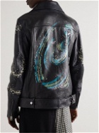 Acne Studios - Belted Painted Leather Biker Jacket - Black