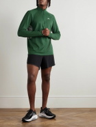 NIKE RUNNING - Slim-Fit Logo-Embroidered Waffle-Knit Dri-FIT Half-Zip Top - Green