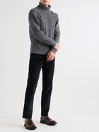 Anderson & Sheppard - Slim-Fit Cable-Knit Merino Wool Rollneck Sweater - Gray