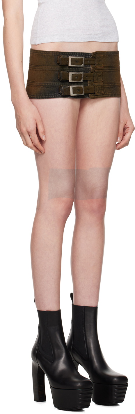 Mowalola SSENSE Exclusive Brown Belt Denim Miniskirt