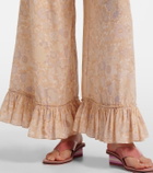 Chloé Floral ruffled silk wide-leg pants