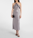 Rodarte Floral-appliqué silk charmeuse slip dress