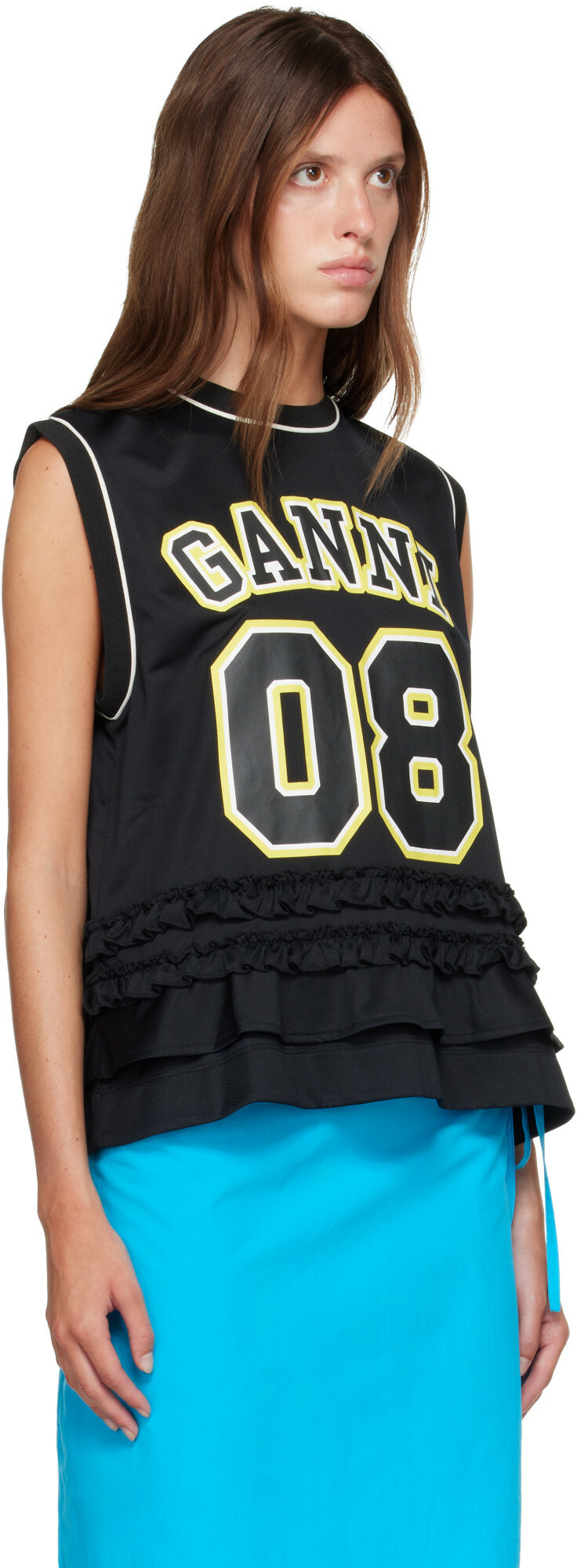 GANNI Black Cycora Oversized Tank Top