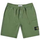 Stone Island Men's Brushed Cotton Sweat Short in Olive