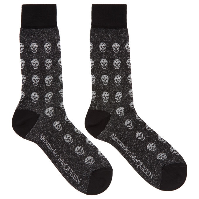 Photo: Alexander McQueen Black Glittered Skull Socks
