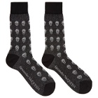 Alexander McQueen Black Glittered Skull Socks