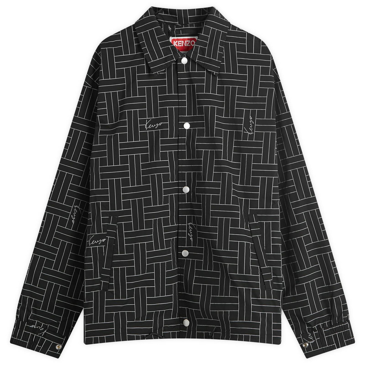 Kenzo Men's Weave Print Windbreaker Jacket in Black Kenzo