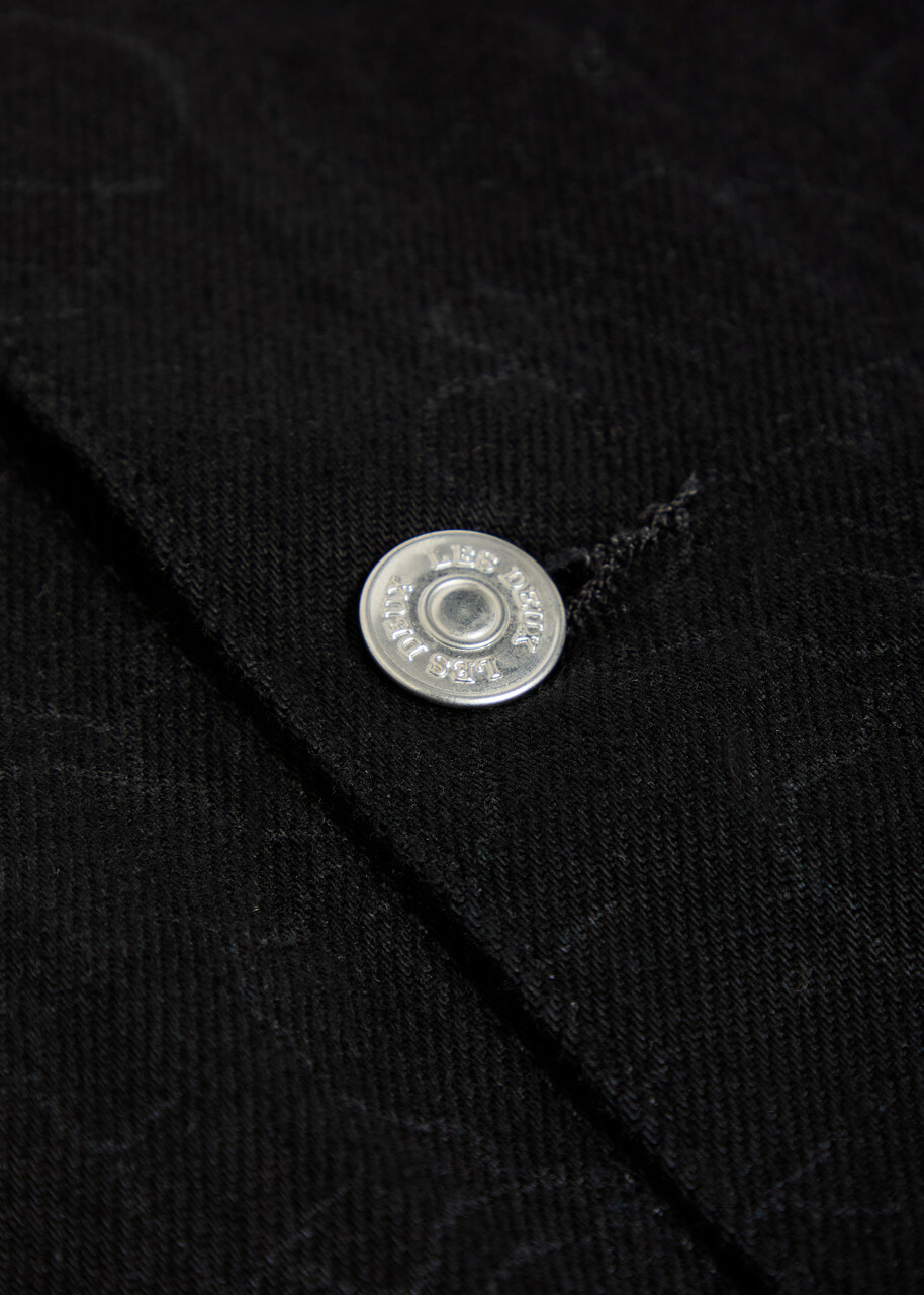 Les Deux Layton Subtle Flower Print Denim Jacket Black