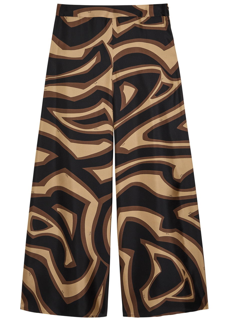 Pucci Labirinto Printed Silk-twill Trousers Black
